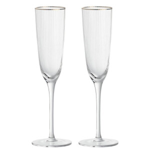Leen Bakker - Champagneglazen Camille - 250 Ml - 2 Stuks - Glas - Transparant - B24.5 Cm