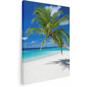 Artaza Canvas Schilderij Tropisch Strand Met Een Palmboom - 30x40 - Klein - Foto Op Canvas - Canvas Print