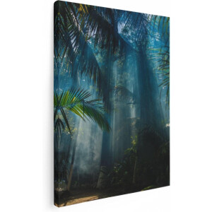 Artaza Canvas Schilderij Dichtbegroeide Jungle Met Zonnestralen  - 60x80 - Foto Op Canvas - Canvas Print