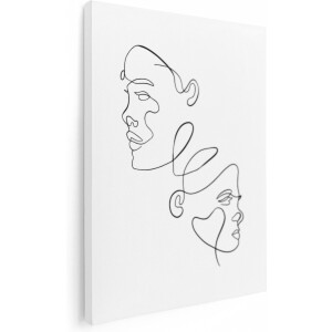 Artaza Canvas Schilderij Lijnentekening van Man en Vrouw - 30x40 - Foto Op Canvas - Canvas Print