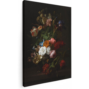 Artaza Canvas Schilderij Vaas met Bloemen - Rachel Ruysch - 30x40 - Klein - Poster Foto op Canvas - Canvas Print