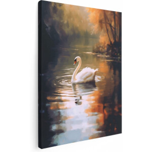 Artaza Canvas Schilderij Zwaan op het Water - 90x120 - Groot - Foto Op Canvas - Wanddecoratie Woonkamer