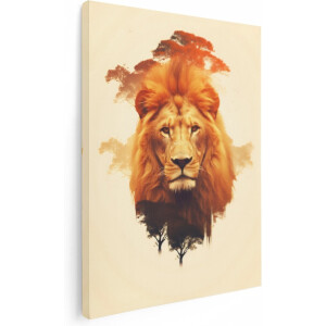 Artaza Canvas Schilderij Wilde Leeuw - 60x80 - Foto Op Canvas - Canvas Print - Muurdecoratie