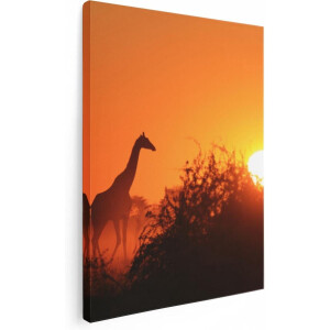 Artaza Canvas Schilderij Drie Giraffe Silhouetten Bij Zonsondergang - 30x40 - Klein - Foto Op Canvas - Canvas Print