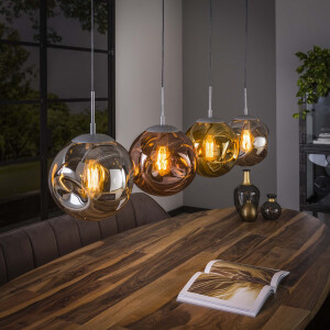 LifestyleFurn Hanglamp 'Yair' 4-lamps, kleur Oud Zilver