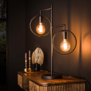 LifestyleFurn Tafellamp 'Holley' 2-lamps, Ø22cm, kleur Charcoal