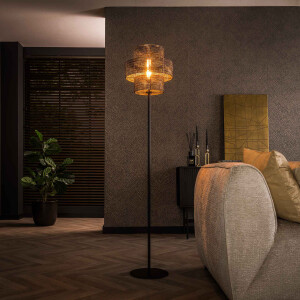 LifestyleFurn Vloerlamp 'Jaamal' 165cm hoog, Burned finish