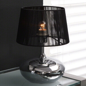 Tafellamp 'Takako' 1 Lamps, chroom met zwarte kap