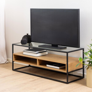 Bendt TV-meubel 'Maikel' Eiken en glas, 120cm