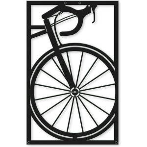 Lifestaal® Wanddecoratie industrieel - Wielrenfiets - Metaal - 35 x 22cm - incl. Ophangsysteem - zwart