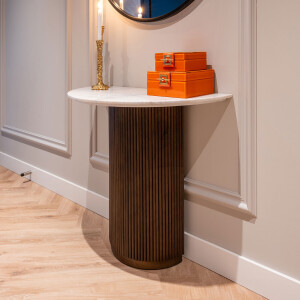 Richmond Sidetable 'Mayfield' Marmer en Mangohout, 90cm