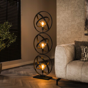 LifestyleFurn Vloerlamp 'Marshay' 3-lamps, Artic Black