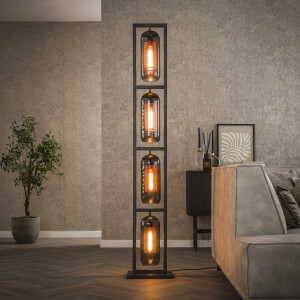 LifestyleFurn Vloerlamp 'Jaida' 4-lamps, smoke-glas