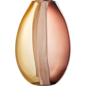 J-Line vaas Arun - glas - bruin/geel - large - Ø 13 cm