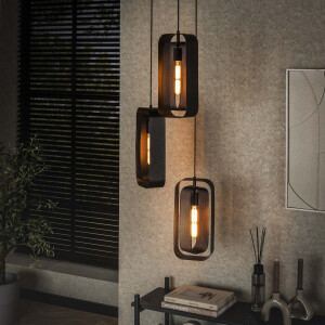 LifestyleFurn Hanglamp 'Allyse' 3-lamps, kleur Artic Zwart