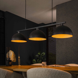 LifestyleFurn Hanglamp 'Zarinah' Artic black, 3-lamps