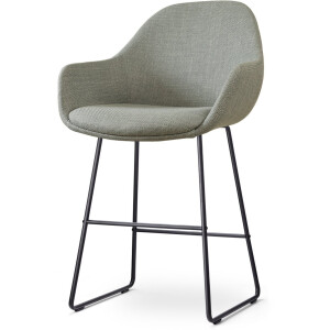 Nolon Nino-Mae Barkruk Groen - Zwart Onderstel - 65 cm - Stof - Voor Kookeiland - met Rugleuning - Design - Scandinavisch - Comfortabel