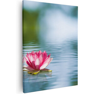 Artaza Canvas Schilderij Roze Lotusbloem Op Het Water - 40x50 - Foto Op Canvas - Canvas Print