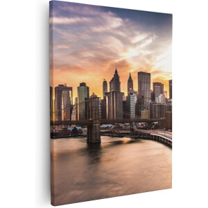 Artaza Canvas Schilderij Brooklyn Bridge Brug In New York - 40x50 - Foto Op Canvas - Canvas Print