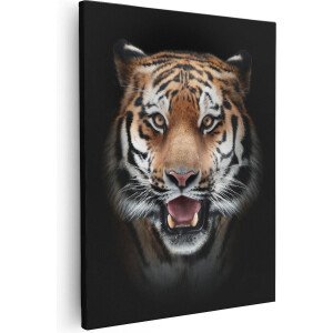 Artaza Canvas Schilderij Tijgerkop - Tijger - 80x100 - Groot - Foto Op Canvas - Canvas Print