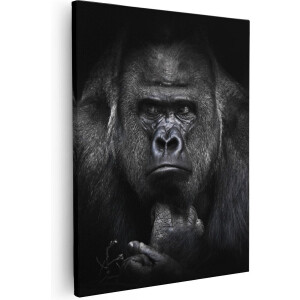 Artaza - Canvas Schilderij - Gorilla - Zwart Wit - 40x50 - Foto Op Canvas - Canvas Print