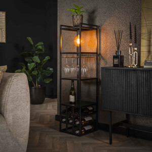 LifestyleFurn Wijnrek 'Kaneisha' Met lamp, 132 x 33cm