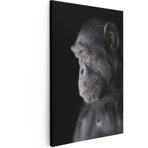 Artaza Canvas Schilderij Chimpansee Aap Op Zwart Achtergrond - 40x60 - Foto Op Canvas - Canvas Print