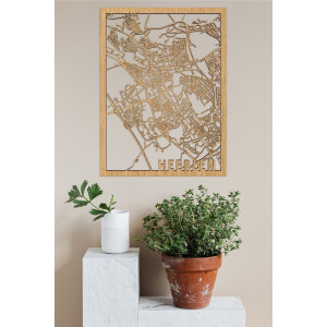 Houten Stadskaart Heerlen Eikenhout 100x75cm Wanddecoratie Voor Aan De Muur City Shapes