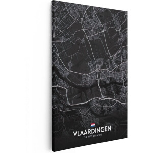 Artaza Canvas Schilderij Stadskaart Vlaardingen in het Zwart - 20x30 - Klein - Foto Op Canvas - Canvas Print
