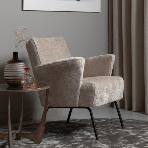 WOOOD Fauteuil 'Muse' Chenille, kleur Naturel