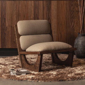 WOOOD Fauteuil 'Opulent' Bouclé en Acaciahout