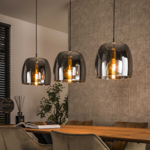 LifestyleFurn Hanglamp 'Rift' Smoke glas, 3-lamps