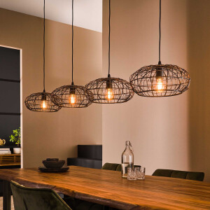 LifestyleFurn Hanglamp 'Jeryl' 4-lamps, Ø34cm, kleur Zwart Bruin