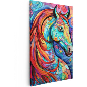 Artaza Canvas Schilderij Mozaïek Paard - 20x30 - Klein - Foto Op Canvas - Canvas Print