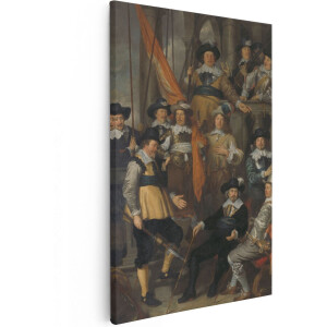 Artaza Canvas Schilderij Officieren en andere Schutters van Wijk XVIII in Amsterdam - Govert Flinck - 60x90 - Kunst - Canvas Print - Muurdecoratie