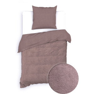 Zohome Dekbedovertrek Velluto-a-Coste - Effen Bedlinnen - 140x220 - Roze - Dekbedhoes van Polyester / Katoen