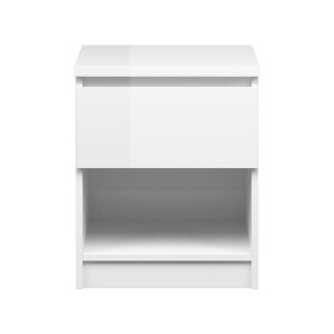 2e Halve Prijs Leen Bakker - Nachtkastje Naia - 1 Lade - Hoogglans - Spaanplaat - Wit - 40.2x49.5x40 Cm