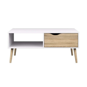Leen Bakker - Salontafel Delta - /eikenkleur - 43,3x98,6x60,1 Cm - Hout - Wit - 98.6x43.3x60.1 Cm