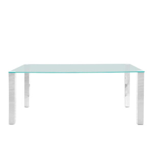 Leen Bakker - Eetkamertafel Vandel - Transparant - 90x180x75 Cm - Metaal/Glas - Transparant#Zilverkleurig