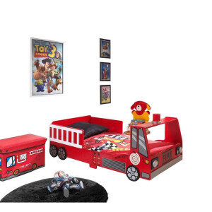 Leen Bakker - Vipack Peuterbed Brandweer Auto - 77x148 Cm - MDF - Rood