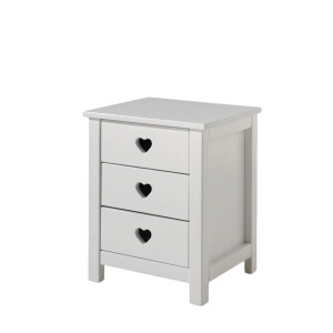 Leen Bakker - Vipack Nachtkastje Amori - 3 Lades - MDF - Wit - 40x45x55 Cm