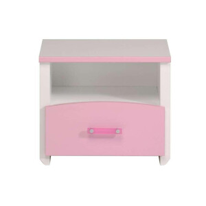 2e Halve Prijs Leen Bakker - Nachtkastje Kiki - 1 Lade - /roze - Spaanplaat - Wit - 33x48x42.1 Cm