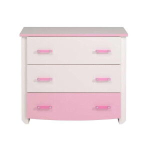 Leen Bakker - Ladekast Kiki - Wit/roze - 90x79x45 Cm - Spaanplaat - Wit#Roze
