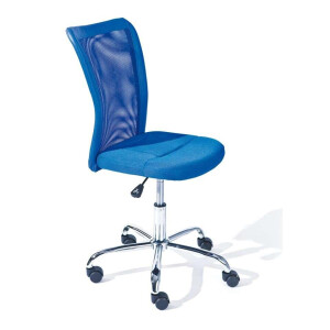 Leen Bakker - Bureaustoel Bonnie - Synthetisch/Chroom - Blauw - 43x88x56 Cm