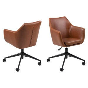 Leen Bakker - Bureaustoel Uppsala - Cognac (1 Stuk) - Metaal/Synthetisch - Bruin - 58x91.5x58 Cm