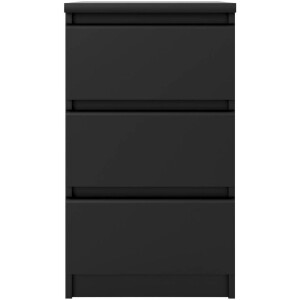 Leen Bakker - Nachtkastje Naia - 3 Lades - Spaanplaat - Zwart - 50x40.2x70.1 Cm