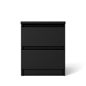Leen Bakker - Nachtkastje Naia - 2 Lades - Mat - Spaanplaat - Zwart - 50x40.4x49.5 Cm