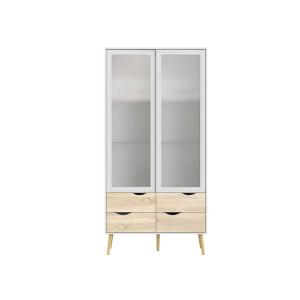 Leen Bakker - Buffetkast Delta - /eiken - 200,1x98,7x39,1 Cm - Spaanplaat - Wit - 39.1x98.7x200.1 Cm