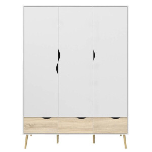 25% korting - Leen Bakker - Kledingkast Delta - 3-deurs - /eiken - Spaanplaat - Wit - 58.1x147.2x200.1 Cm