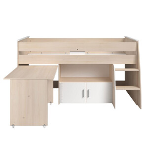 Leen Bakker - Halfhoogslaper Charly - Acaciakleur - 110x113,8x206,3 Cm - Spaanplaat - Wit#Bruin - 113.8x110x206.3 Cm